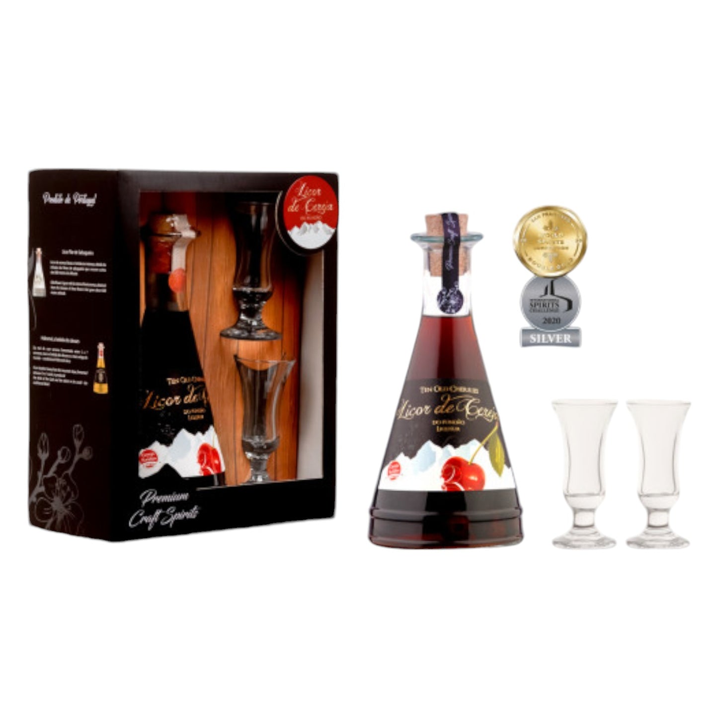 Conjunto Premium com 2 Copos | Licor de Cereja 10 Old Cherries