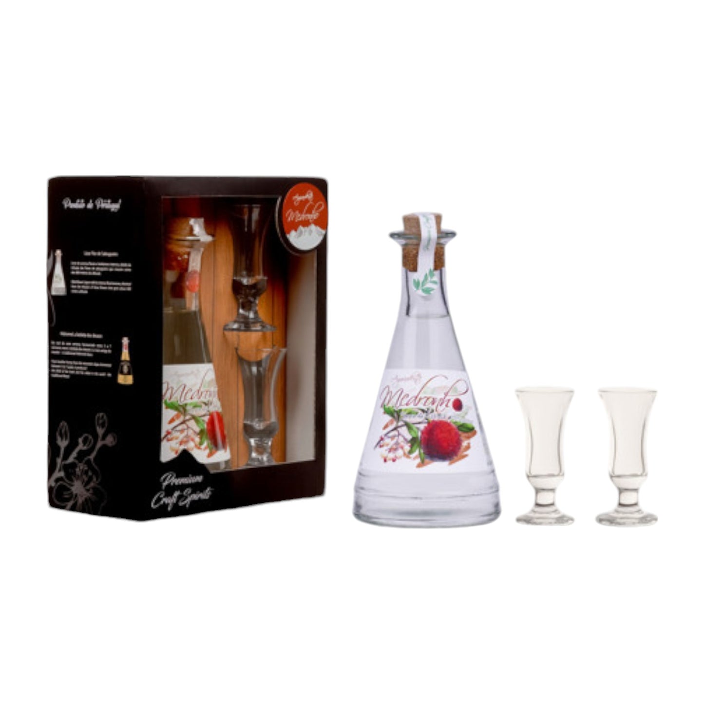 Conjunto Premium com 2 Copos |  Aguardente de Medronho